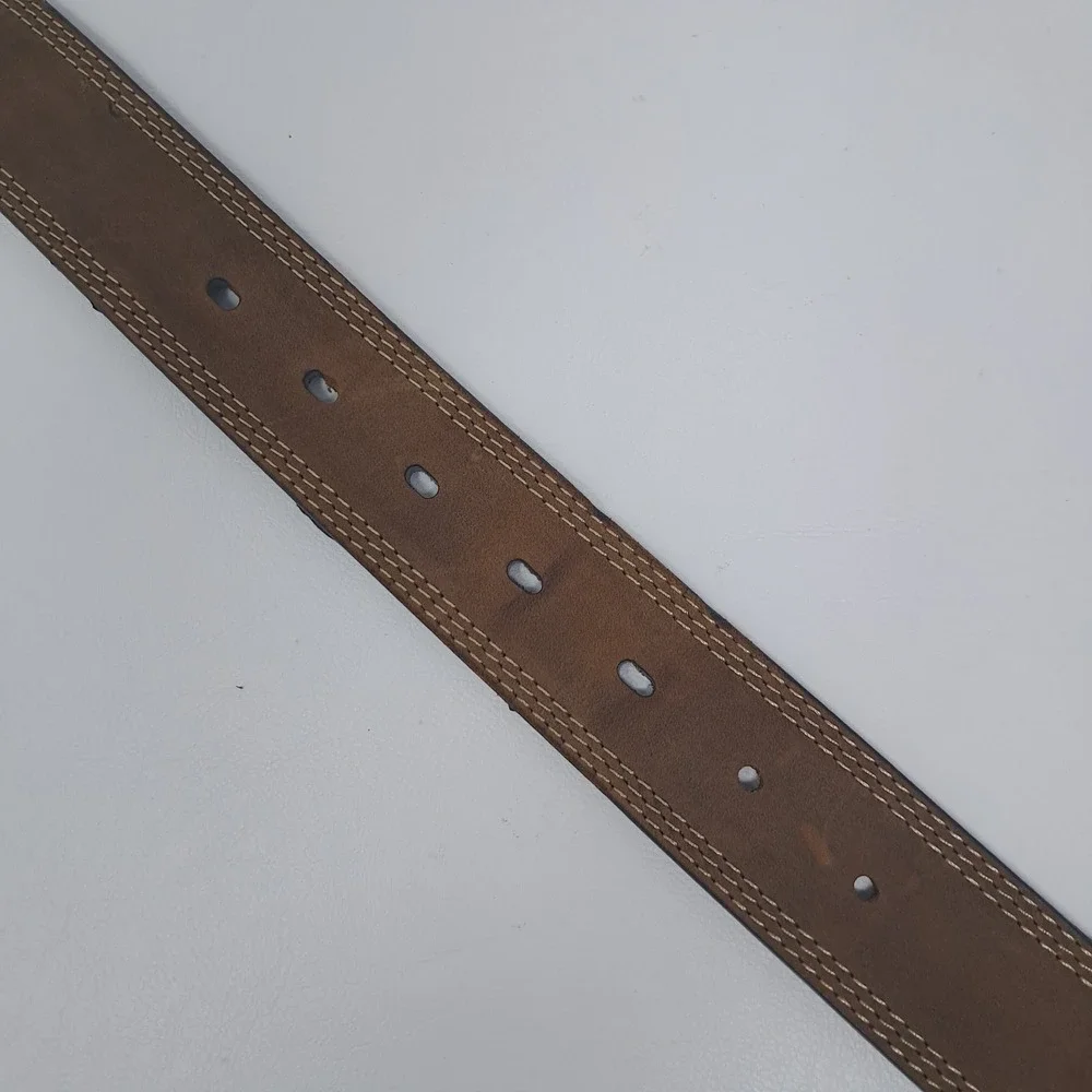 Carhartt Mens Leather Belt 48 Brown Detroit Triple Stitch Casual Workwear 2022